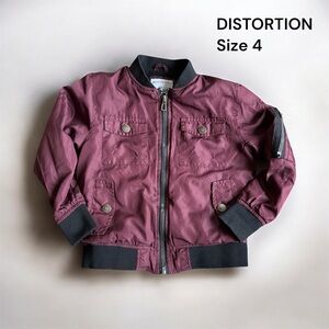 ❄️Distortion Kids Bomber Jacket - Dark Red